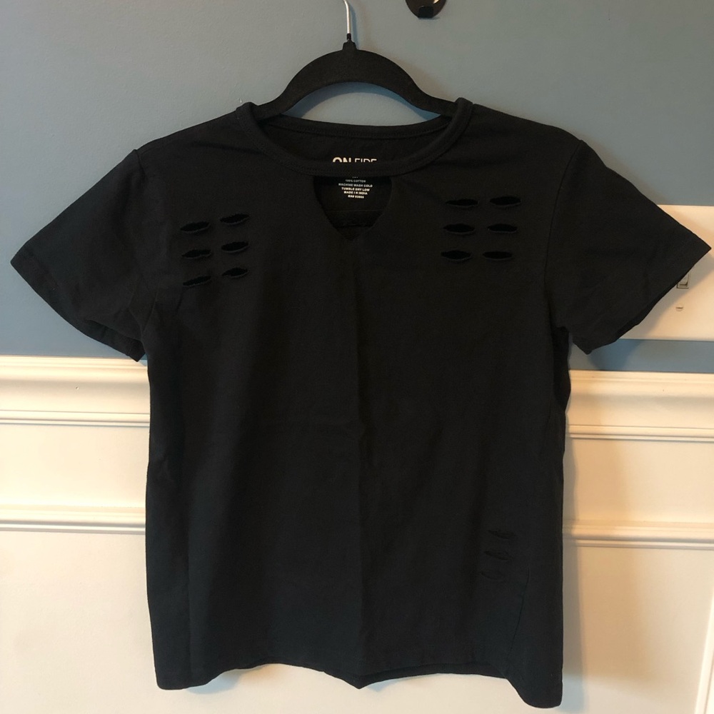 On Fire Black Cotton T-Shirt